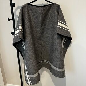 Christian Dior Wool Gray Tweed Cape Poncho